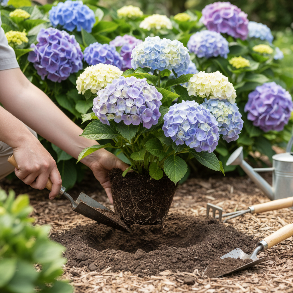 Hortenzijų persodinimas: geriausias laikas ir klaidos